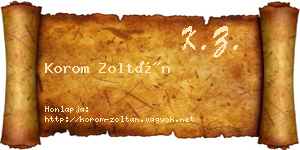 Korom Zoltán névjegykártya